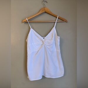 Old Navy Twist Front White Babydoll Top Y2k Cotton Blend Spaghetti Strap Medium